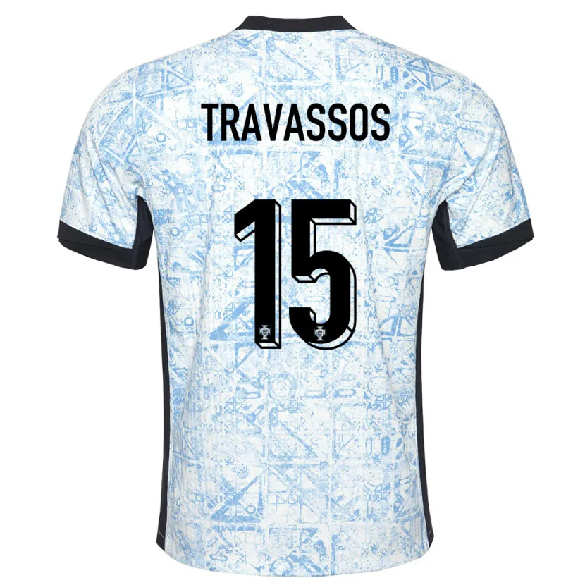 DanxenレディースポルトガルDiogo Travassos#15クリームブルーアウェイシャツ24-26ジャージーユニフォーム