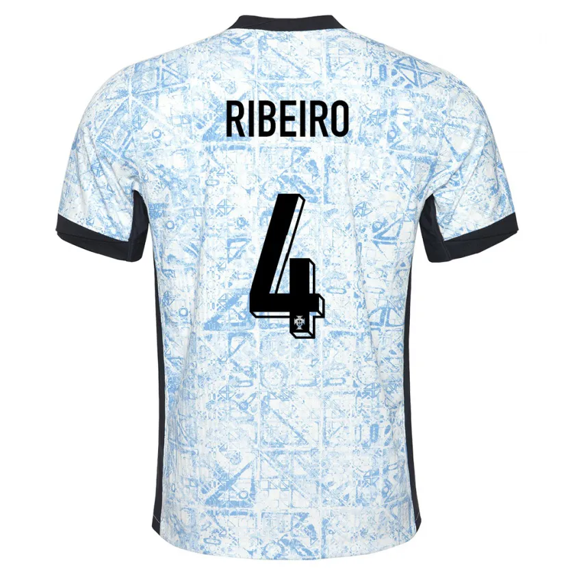 DanxenレディースポルトガルRicardo Ribeiro#4クリームブルーアウェイシャツ24-26ジャージーユニフォーム