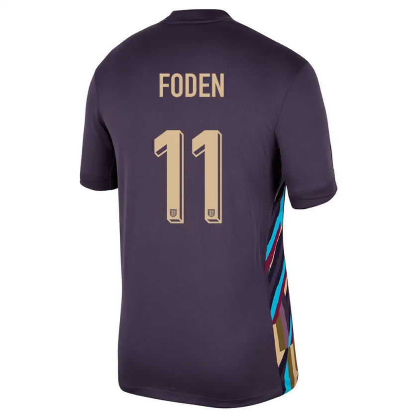 Danxenレディースイングランドフィル・フォーデン#11ダークレーズンアウェイシャツ24-26ジャージーユニフォーム