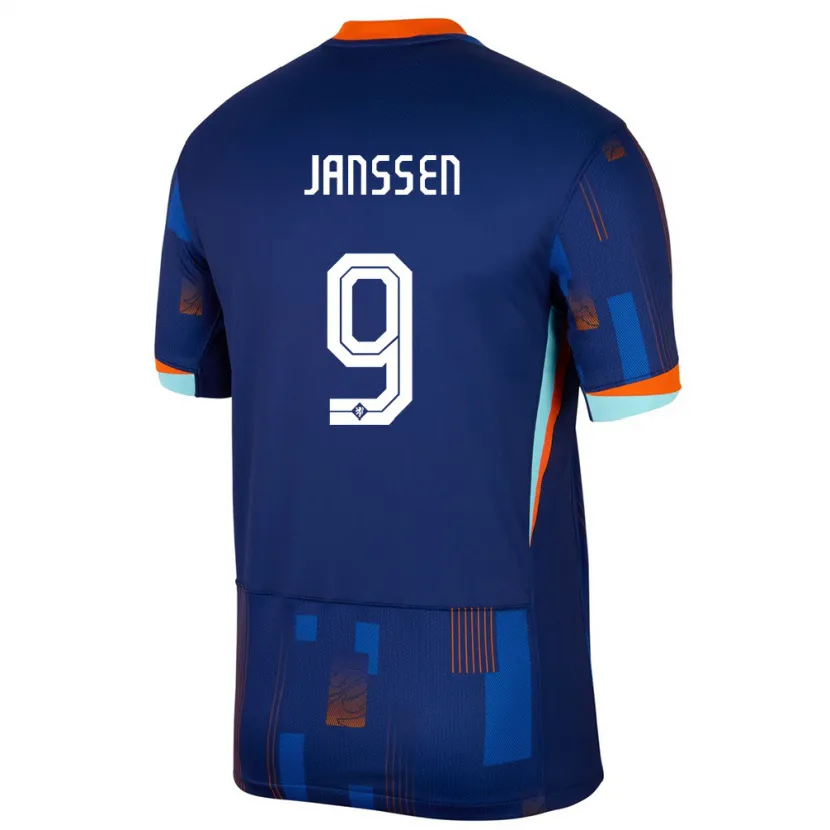 Danxenレディースオランダフィンチェント・ヤンセン#9青アウェイシャツ24-26ジャージーユニフォーム