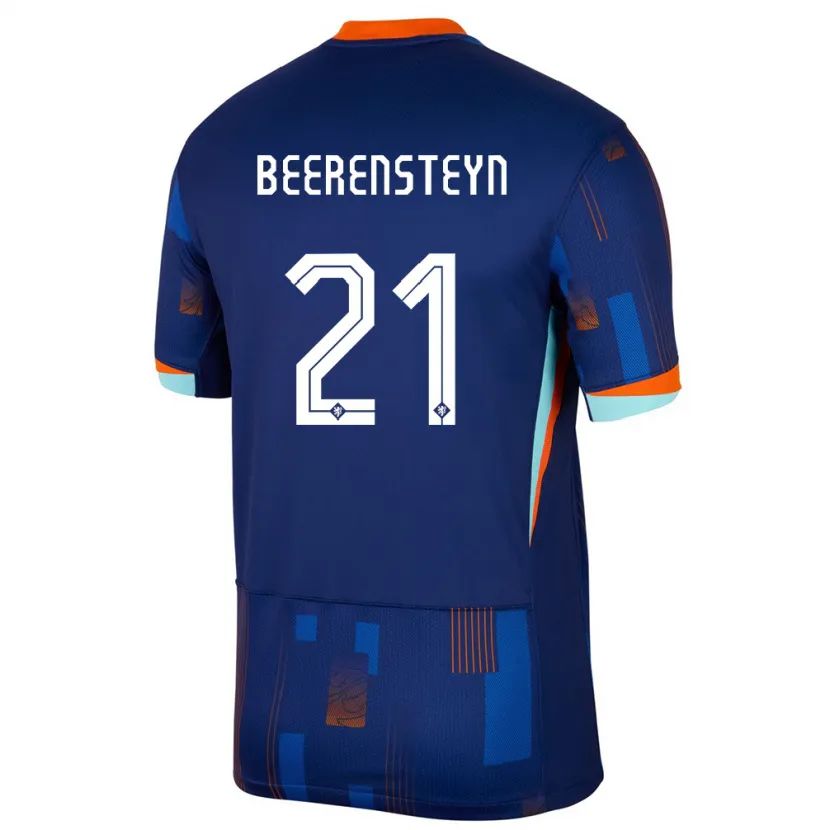 Danxenレディースオランダリネト・ベーレンスタイン#21青アウェイシャツ24-26ジャージーユニフォーム