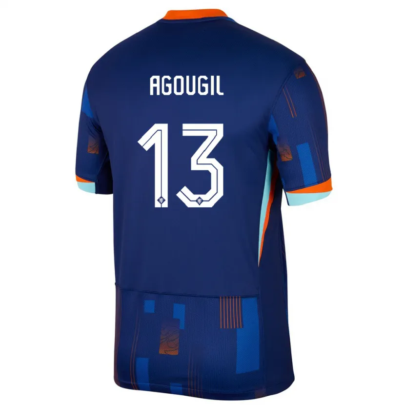DanxenレディースオランダOualid Agougil#13青アウェイシャツ24-26ジャージーユニフォーム