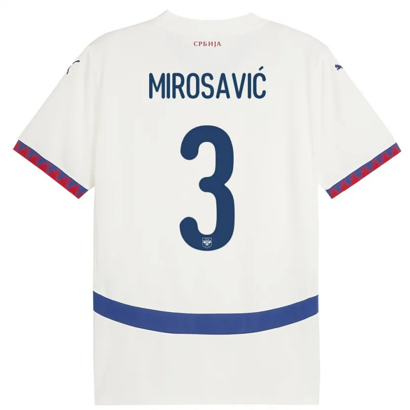DanxenレディースセルビアVeljko Mirosavic#3白アウェイシャツ24-26ジャージーユニフォーム