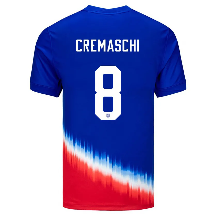 Danxenレディースアメリカ合衆国Benjamin Cremaschi#8青アウェイシャツ24-26ジャージーユニフォーム