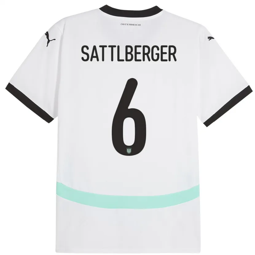 DanxenレディースオーストリアNikolas Sattlberger#6白アウェイシャツ24-26ジャージーユニフォーム