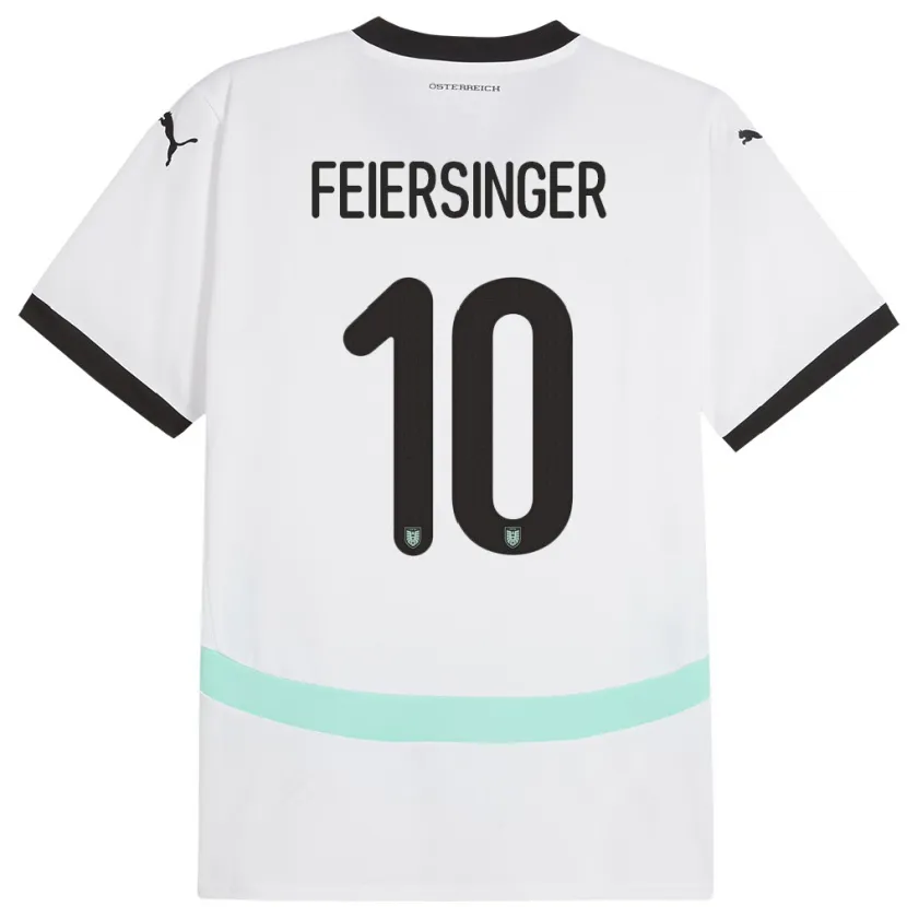 Danxenレディースオーストリアラウラ・ファイアージンガー#10白アウェイシャツ24-26ジャージーユニフォーム
