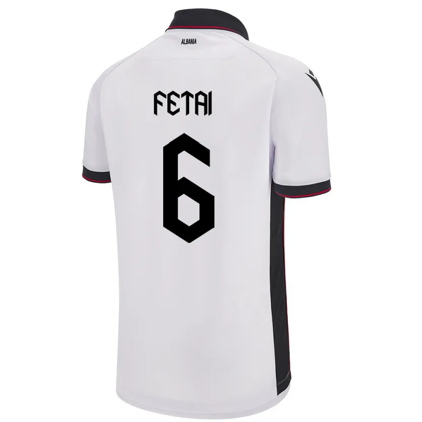 DanxenレディースアルバニアFeta Fetai#6白アウェイシャツ24-26ジャージーユニフォーム