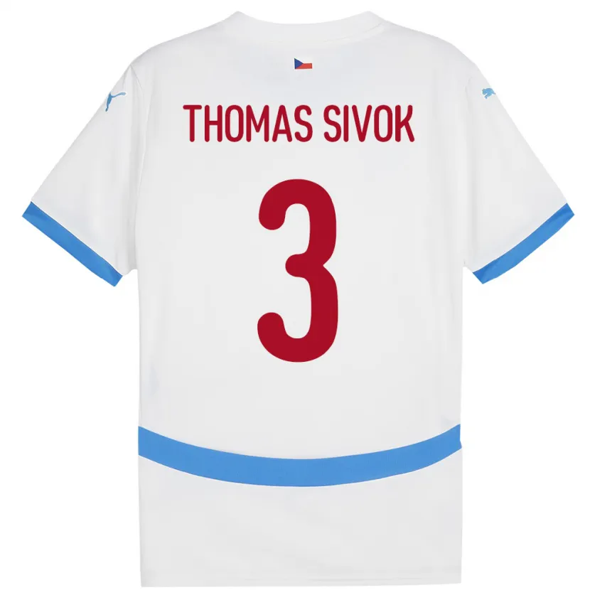 DanxenレディースチェコAndre Thomas Sivok#3白アウェイシャツ24-26ジャージーユニフォーム