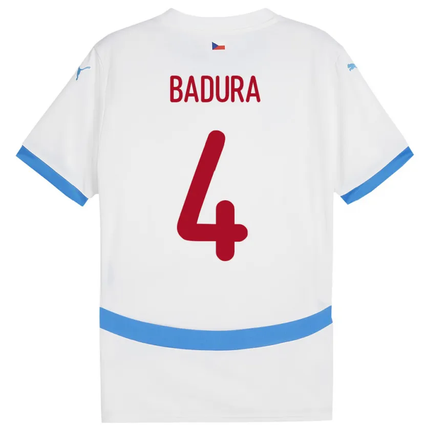 DanxenレディースチェコVitezslav Badura#4白アウェイシャツ24-26ジャージーユニフォーム