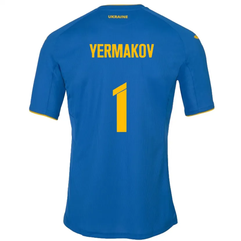 DanxenレディースウクライナGeorgiy Yermakov#1青アウェイシャツ24-26ジャージーユニフォーム