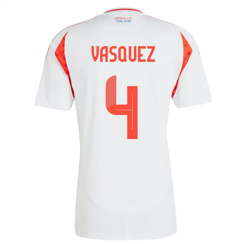 DanxenレディースチリMatías Vásquez#4白アウェイシャツ24-26ジャージーユニフォーム