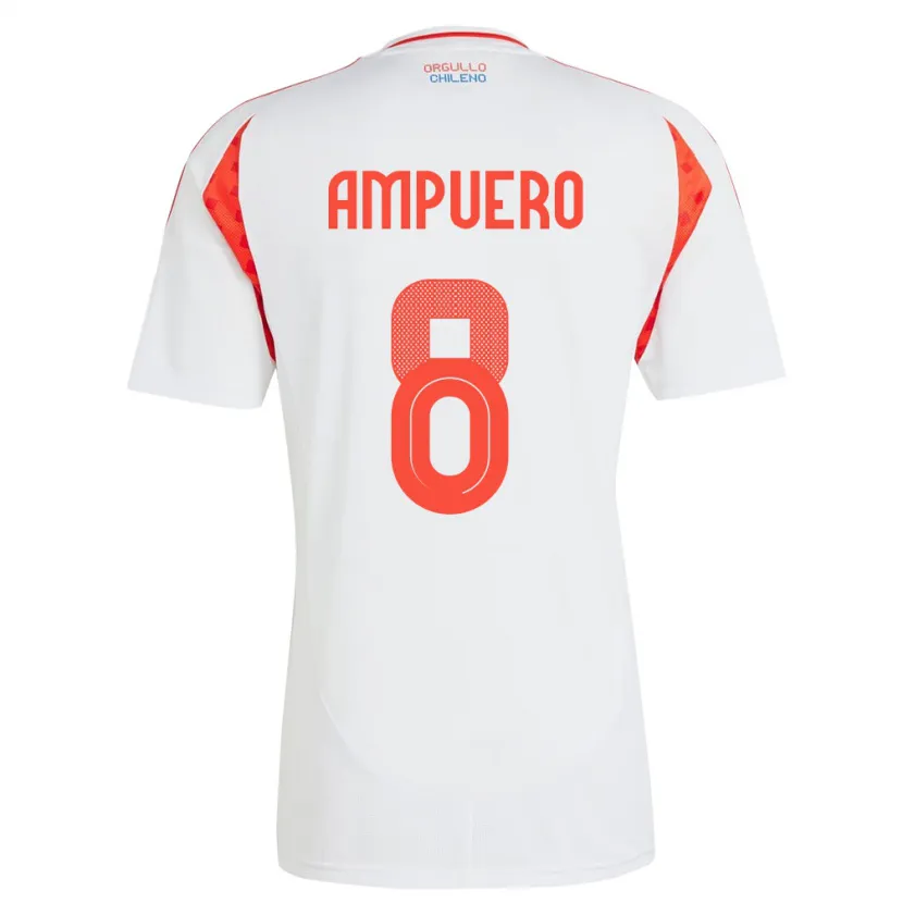 DanxenレディースチリBenjamín Ampuero#8白アウェイシャツ24-26ジャージーユニフォーム