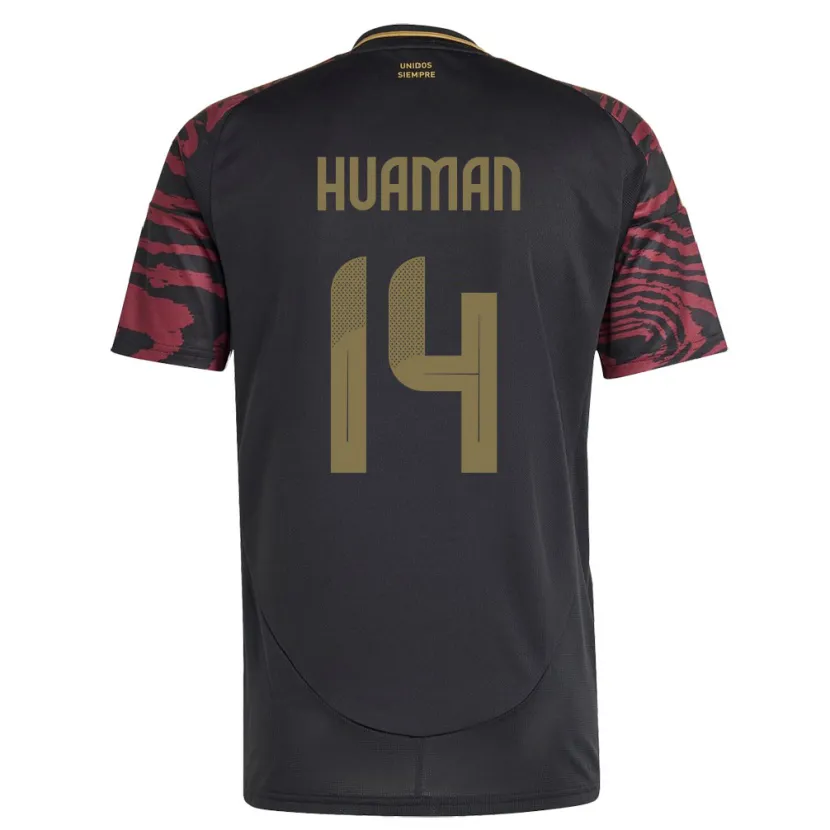 DanxenレディースペルーMarco Huamán#14黒アウェイシャツ24-26ジャージーユニフォーム
