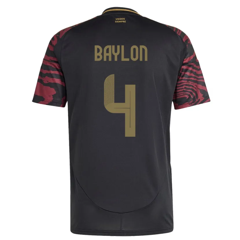 DanxenレディースペルーLuis Baylón#4黒アウェイシャツ24-26ジャージーユニフォーム