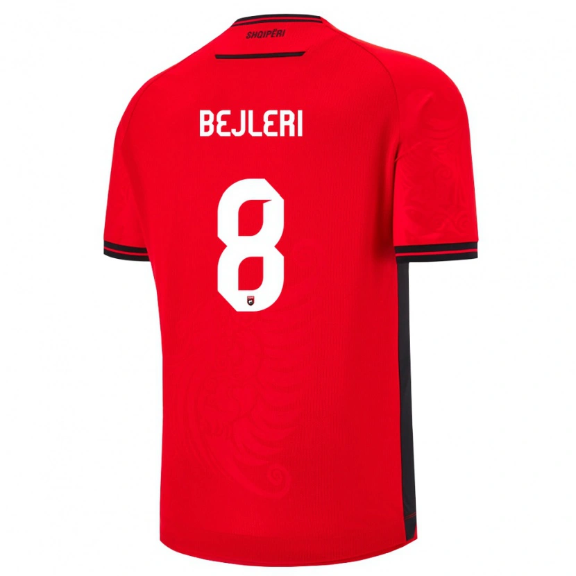 DanxenキッズアルバニアMarkela Bejleri#8赤 黒ホームシャツ26-28ジャージーユニフォーム