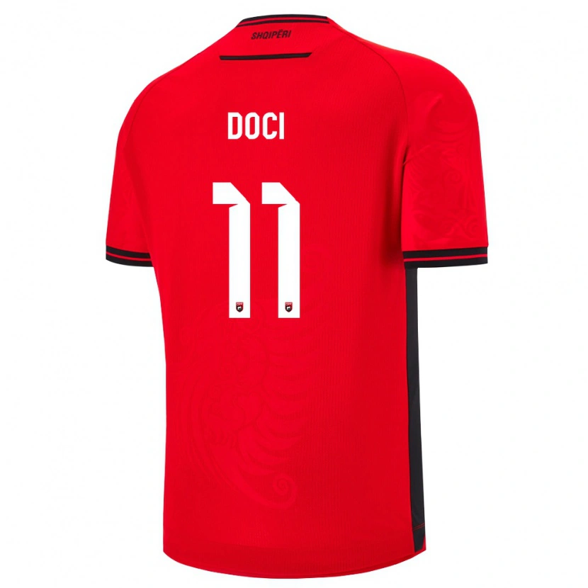 DanxenキッズアルバニアMegi Doçi#11赤 黒ホームシャツ26-28ジャージーユニフォーム