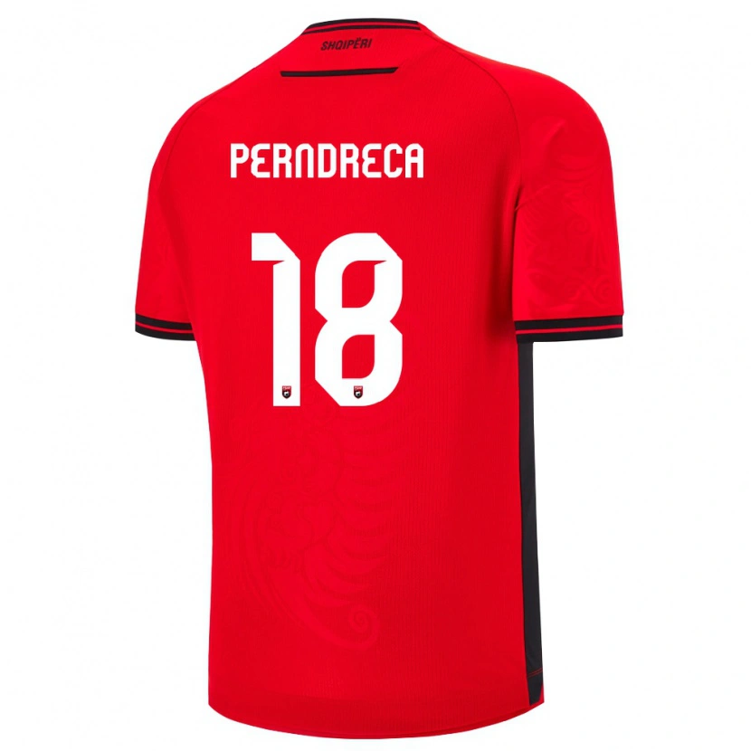 DanxenキッズアルバニアFabjan Perndreca#18赤 黒ホームシャツ26-28ジャージーユニフォーム