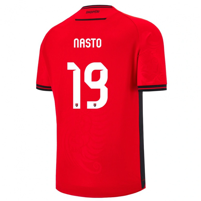DanxenキッズアルバニアSpasian Nasto#19赤 黒ホームシャツ26-28ジャージーユニフォーム