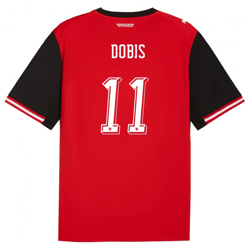 DanxenキッズオーストリアDominik Dobis#11黒 白ホームシャツ26-28ジャージーユニフォーム
