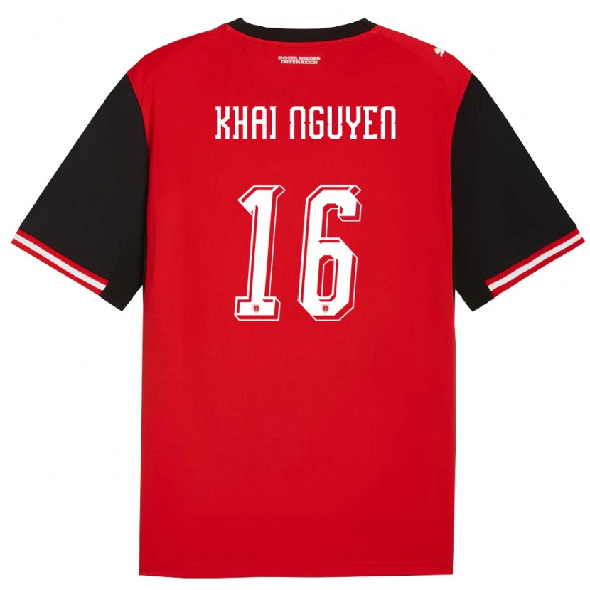 DanxenキッズオーストリアQuoc Khai Nguyen#16黒 白ホームシャツ26-28ジャージーユニフォーム