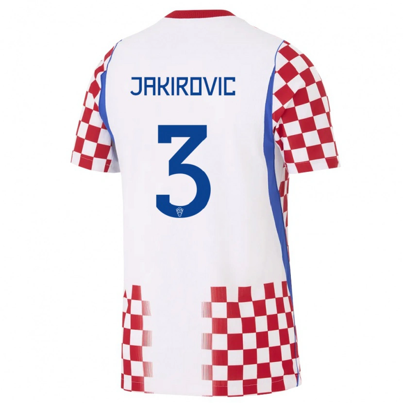 DanxenキッズクロアチアLeon Jakirović#3白 赤 青ホームシャツ26-28ジャージーユニフォーム