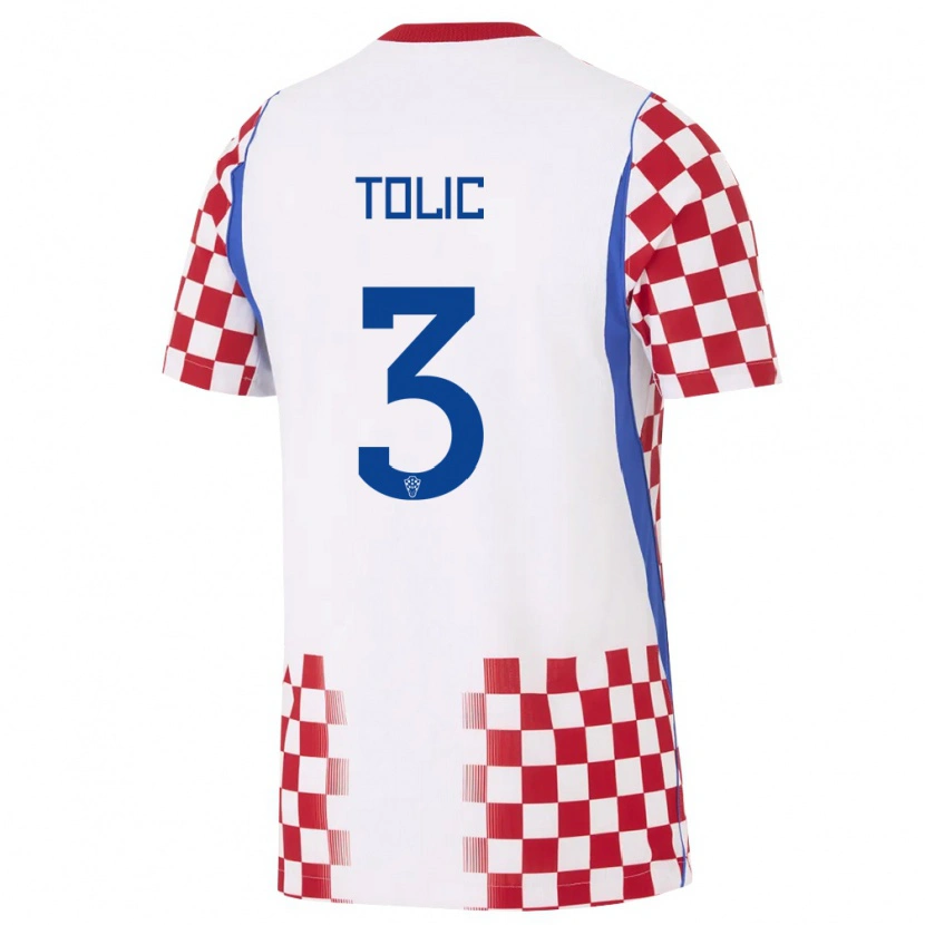 DanxenキッズクロアチアFilip Tolic#3白 赤 青ホームシャツ26-28ジャージーユニフォーム