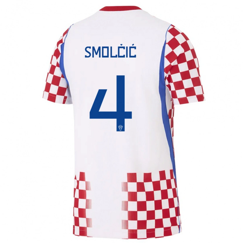 DanxenキッズクロアチアIvan Smolcic#4白 赤 青ホームシャツ26-28ジャージーユニフォーム