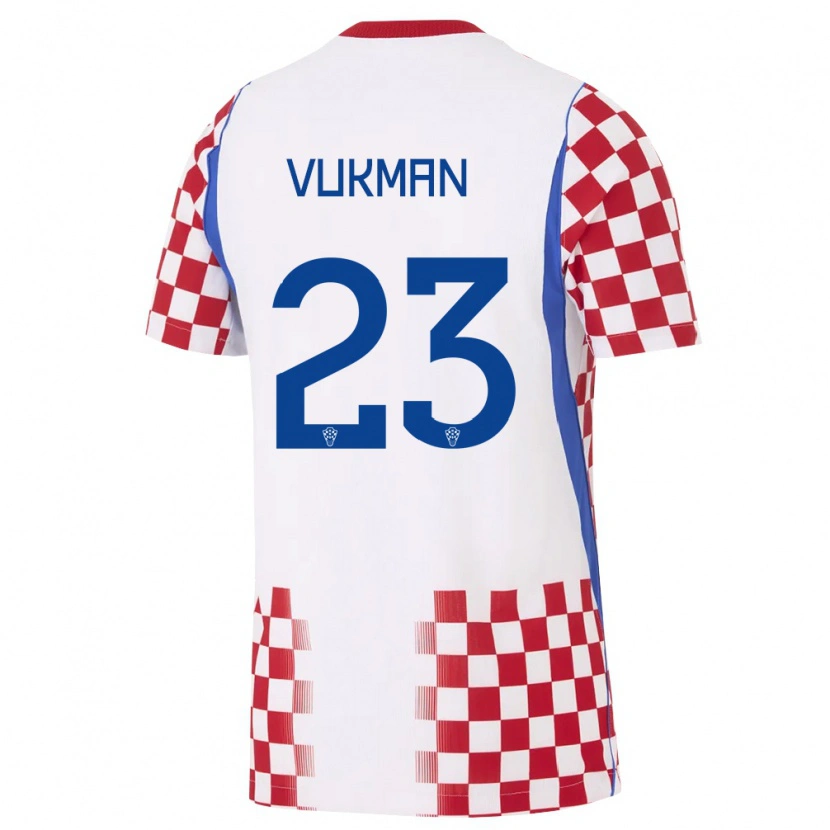 DanxenキッズクロアチアJozo Vukman#23白 赤 青ホームシャツ26-28ジャージーユニフォーム