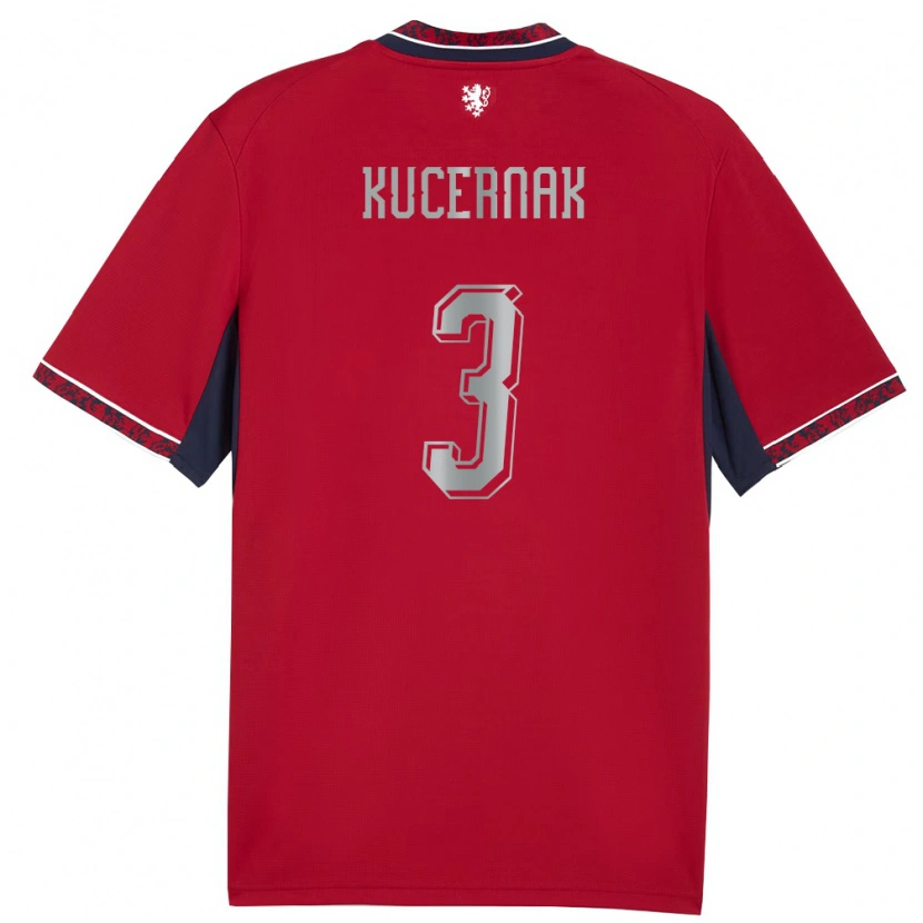 DanxenキッズチェコFilip Kucernak#3赤 白 紺ホームシャツ26-28ジャージーユニフォーム