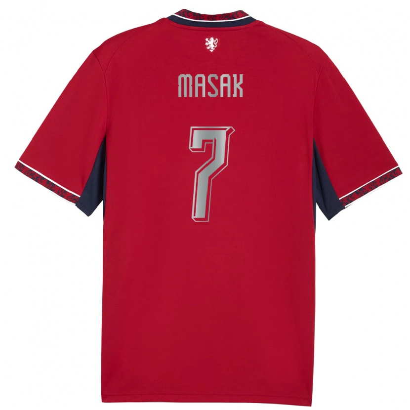 DanxenキッズチェコJan Masak#7赤 白 紺ホームシャツ26-28ジャージーユニフォーム