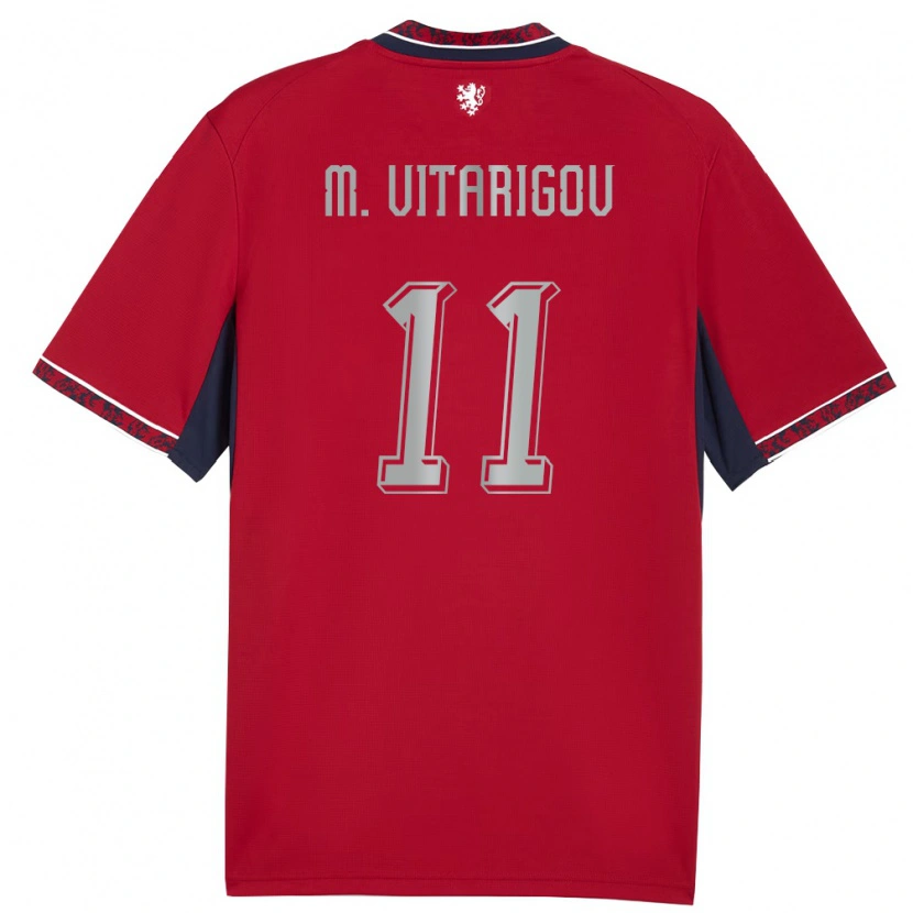 DanxenキッズチェコMikael Vitarigov#11赤 白 紺ホームシャツ26-28ジャージーユニフォーム