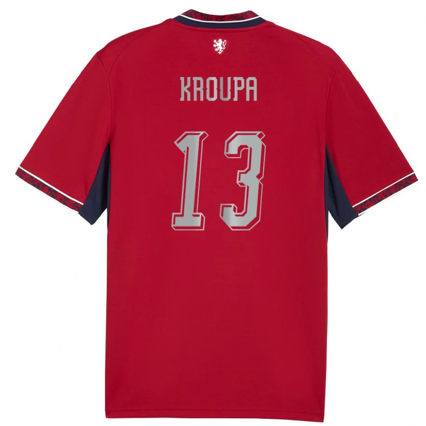 DanxenキッズチェコMichal Kroupa#13赤 白 紺ホームシャツ26-28ジャージーユニフォーム
