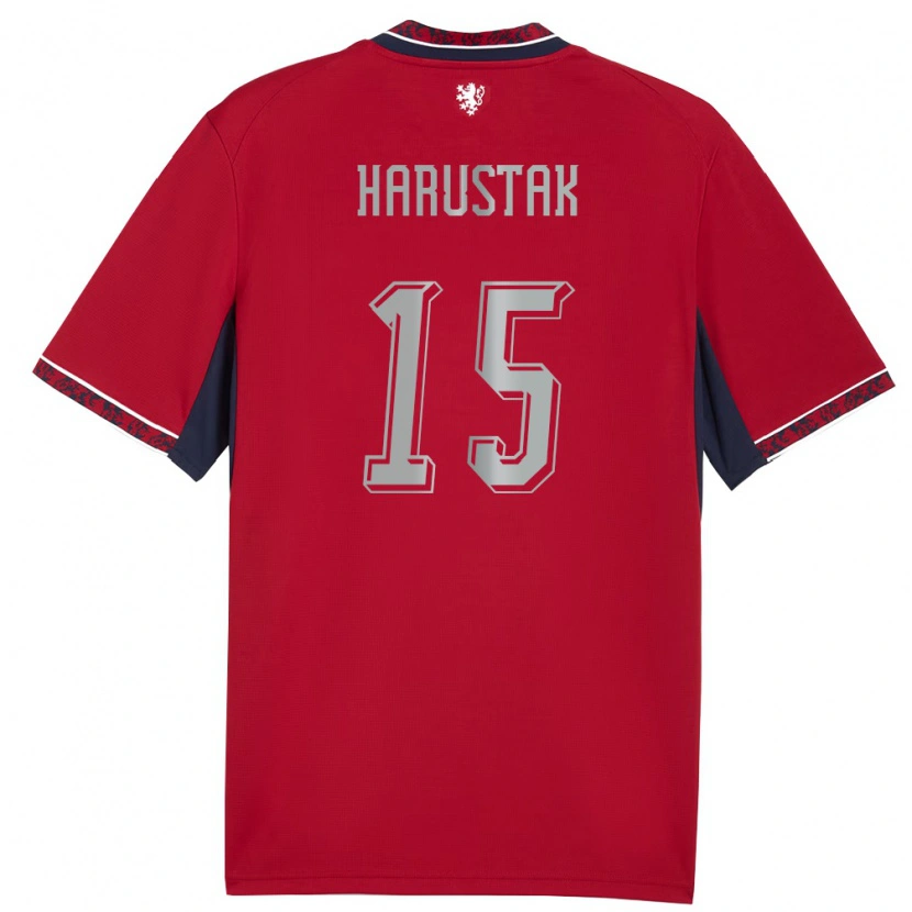 DanxenキッズチェコJan Harustak#15赤 白 紺ホームシャツ26-28ジャージーユニフォーム