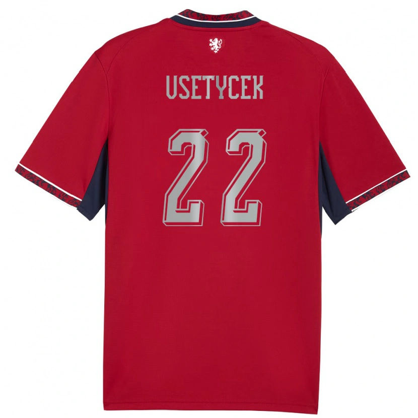 DanxenキッズチェコAdam Vsetycek#22赤 白 紺ホームシャツ26-28ジャージーユニフォーム