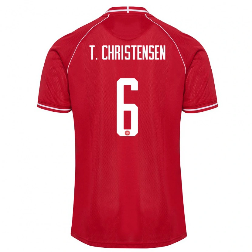 DanxenキッズデンマークTristan Christensen#6赤 白ホームシャツ26-28ジャージーユニフォーム