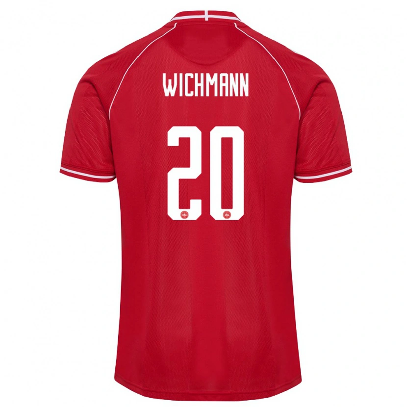 DanxenキッズデンマークJulius Wichmann#20赤 白ホームシャツ26-28ジャージーユニフォーム