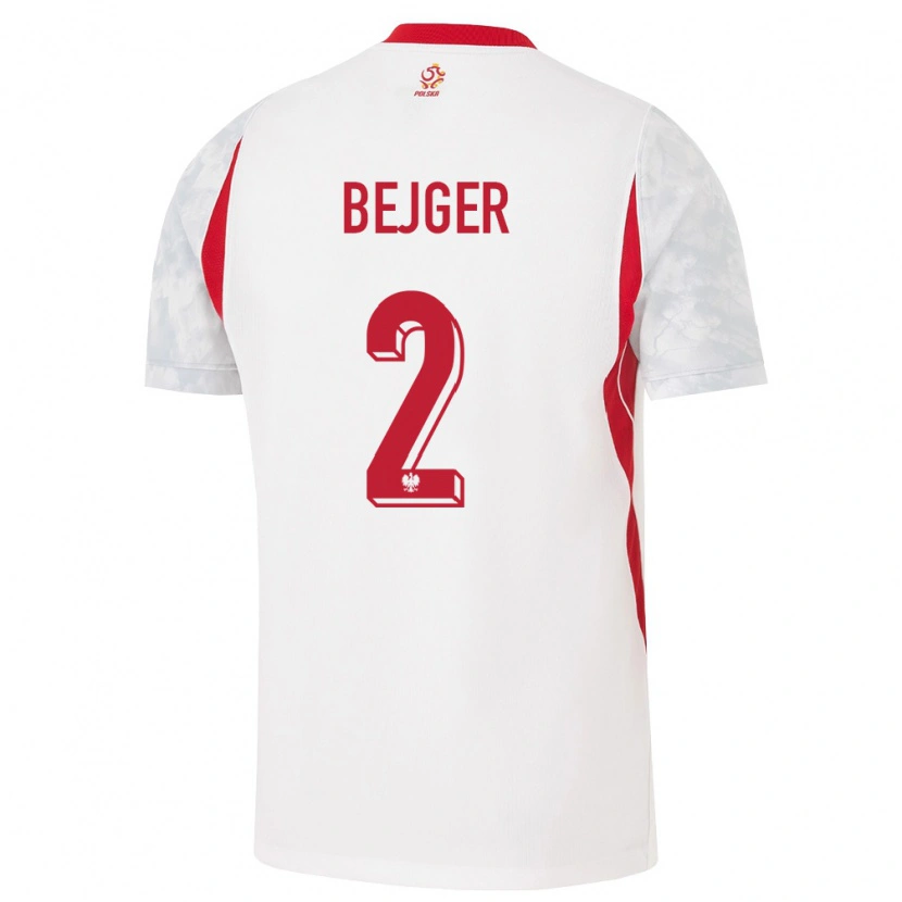 DanxenキッズポーランドLukasz Bejger#2白 赤 灰ホームシャツ26-28ジャージーユニフォーム