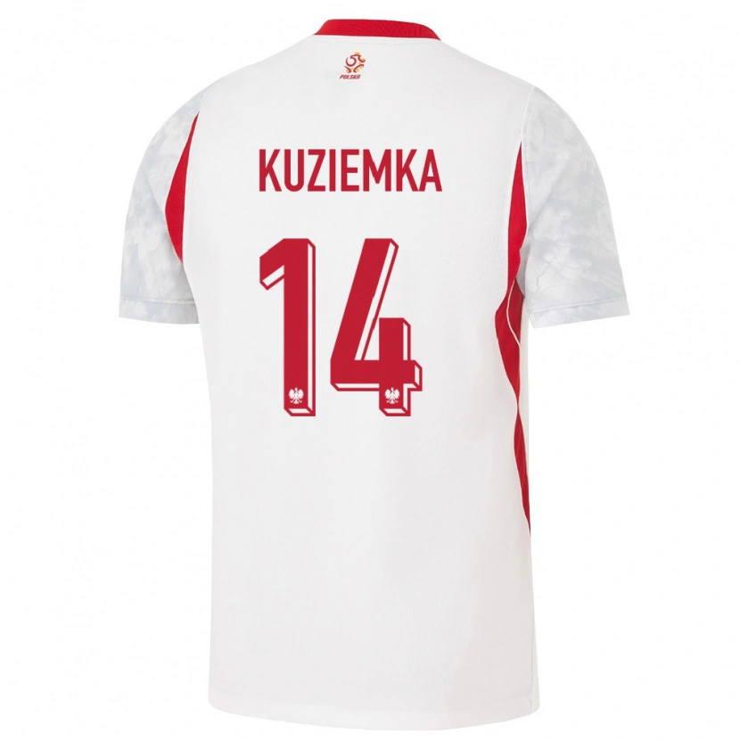 DanxenキッズポーランドMaciej Kuziemka#14白 赤 灰ホームシャツ26-28ジャージーユニフォーム