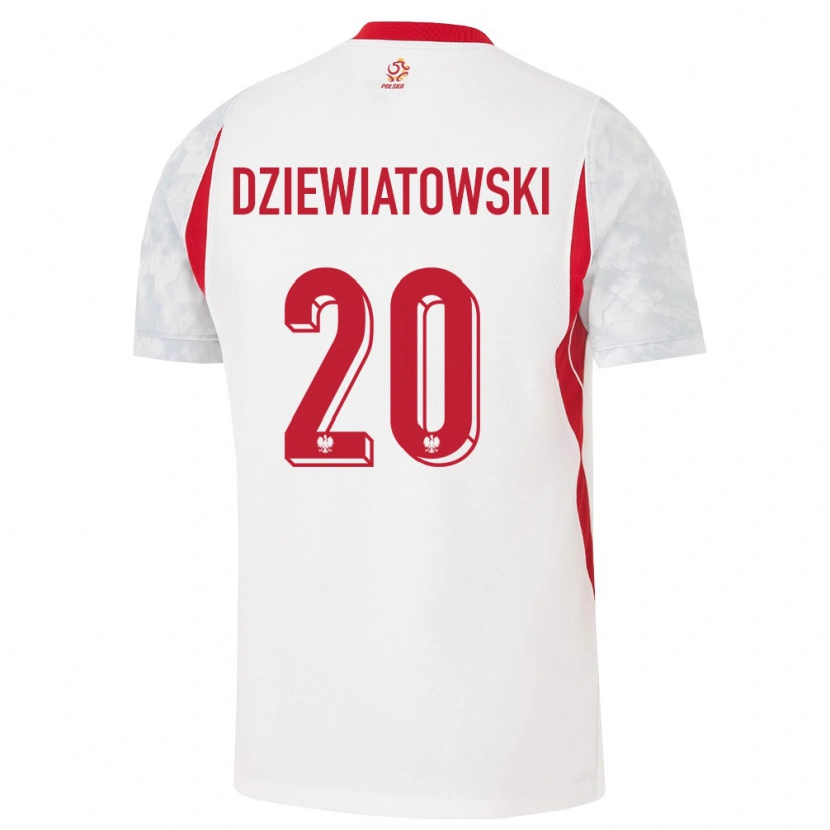 DanxenキッズポーランドMateusz Dziewiatowski#20白 赤 灰ホームシャツ26-28ジャージーユニフォーム