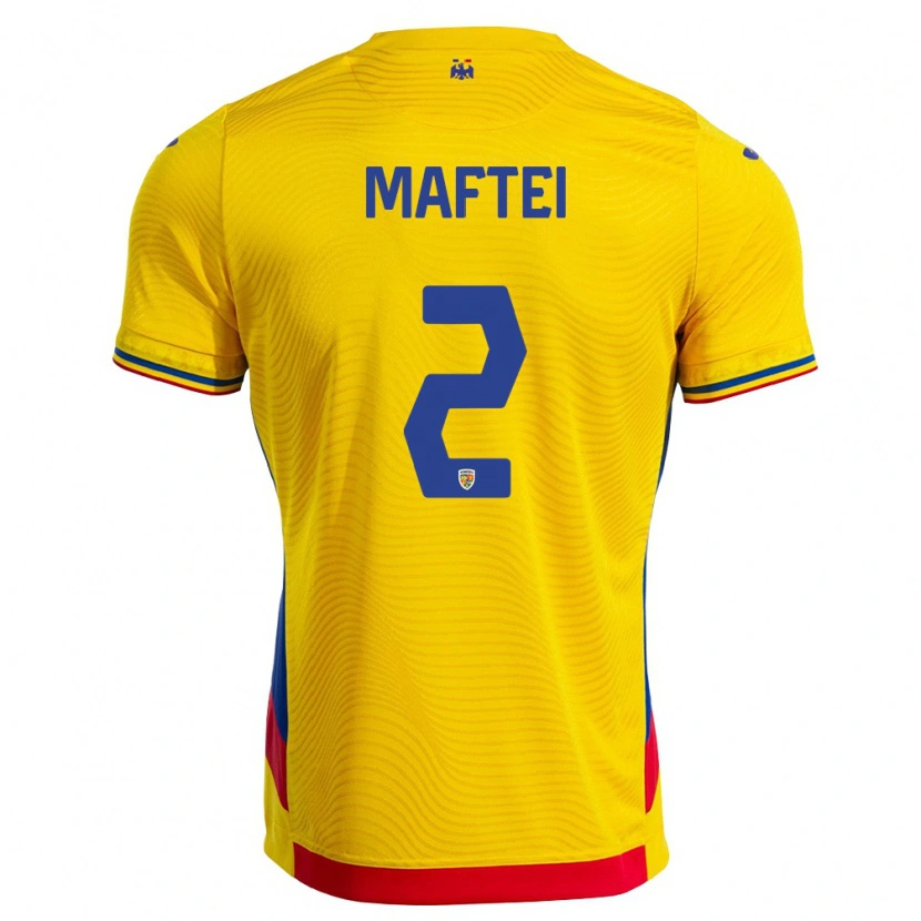 DanxenキッズルーマニアDavid Maftei#2黄 赤ホームシャツ26-28ジャージーユニフォーム