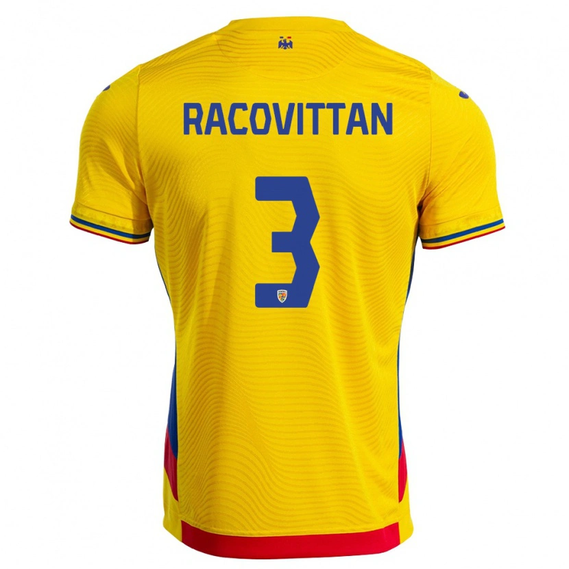 DanxenキッズルーマニアBogdan Racovițan#3黄 赤ホームシャツ26-28ジャージーユニフォーム