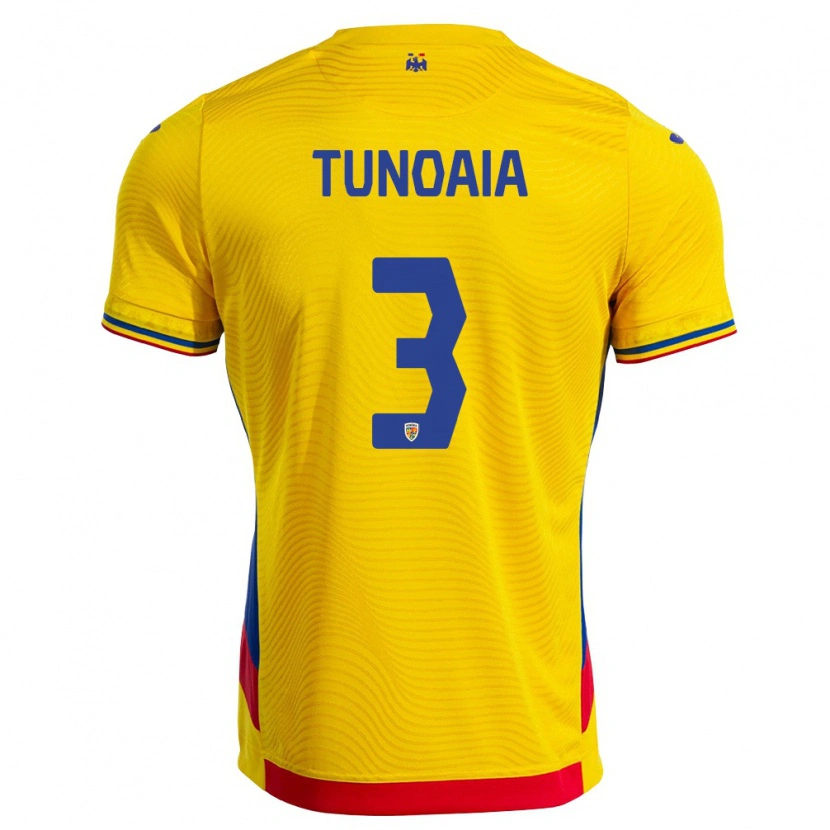 DanxenキッズルーマニアAlexandra Tunoaia#3黄 赤ホームシャツ26-28ジャージーユニフォーム