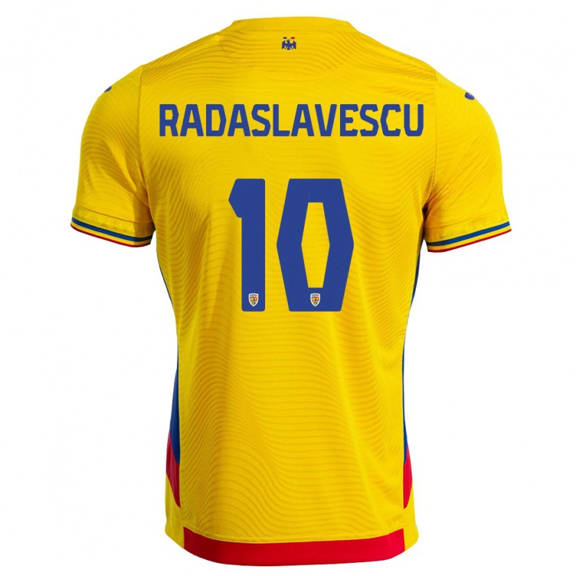 DanxenキッズルーマニアEduard Radaslavescu#10黄 赤ホームシャツ26-28ジャージーユニフォーム