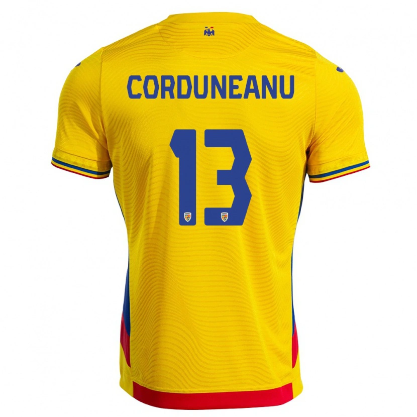 DanxenキッズルーマニアRobert Corduneanu#13黄 赤ホームシャツ26-28ジャージーユニフォーム