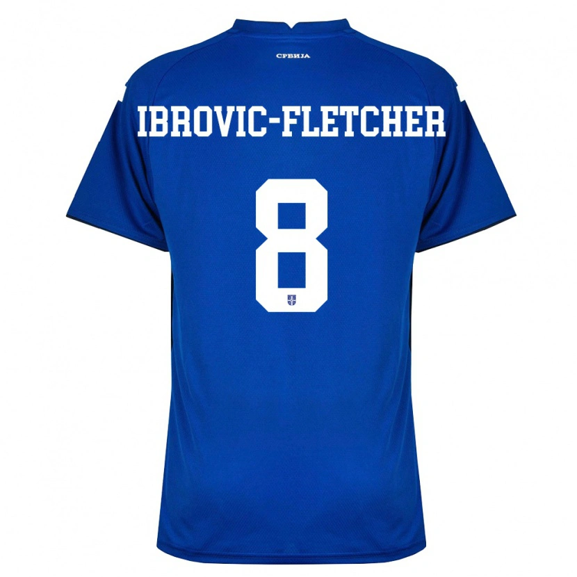 DanxenキッズセルビアEdward Ibrovic-Fletcher#8紺 赤ホームシャツ26-28ジャージーユニフォーム