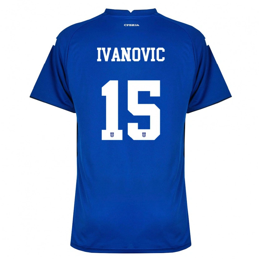 DanxenキッズセルビアOgnjen Ivanovic#15紺 赤ホームシャツ26-28ジャージーユニフォーム