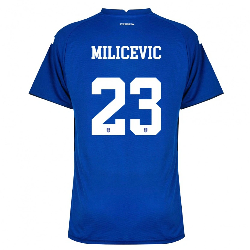 DanxenキッズセルビアAndrija Milicevic#23紺 赤ホームシャツ26-28ジャージーユニフォーム