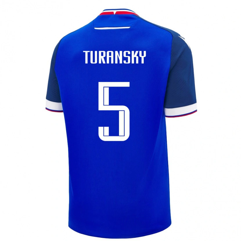 DanxenキッズスロバキアMartin Turansky#5青 白ホームシャツ26-28ジャージーユニフォーム
