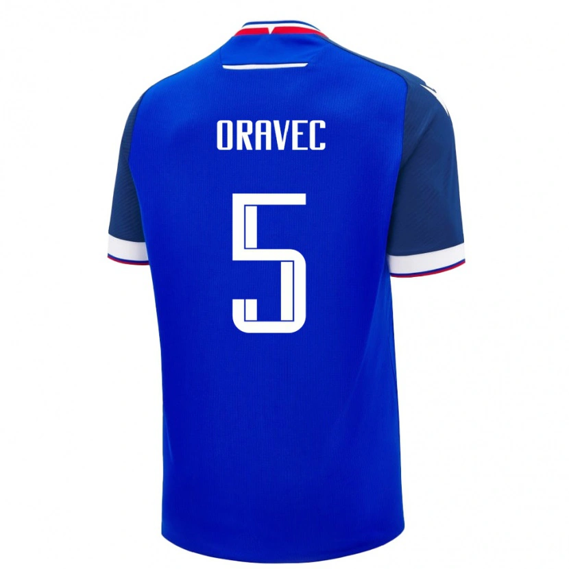 DanxenキッズスロバキアAdam Oravec#5青 白ホームシャツ26-28ジャージーユニフォーム