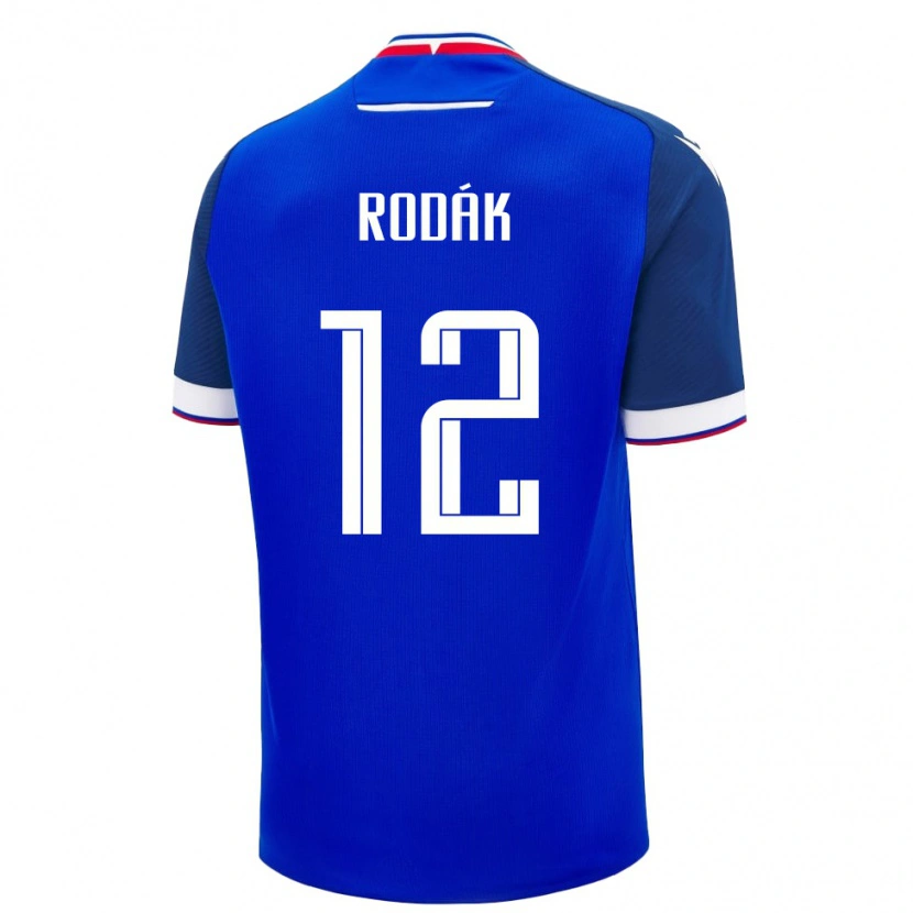 Danxenキッズスロバキアマレク・ロダーク#12青 白ホームシャツ26-28ジャージーユニフォーム